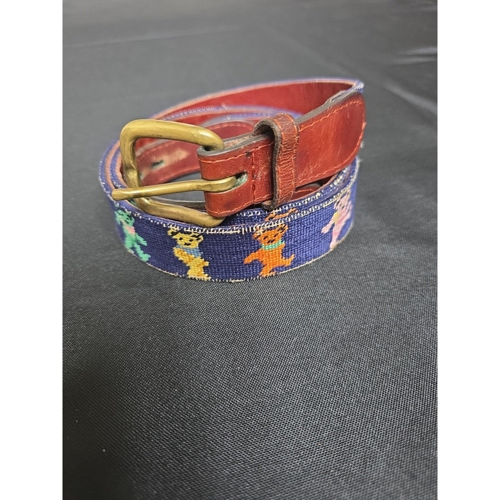 Smathers & Branson Grateful Dead Needlepoint Belt Size 40 Dancing Bears